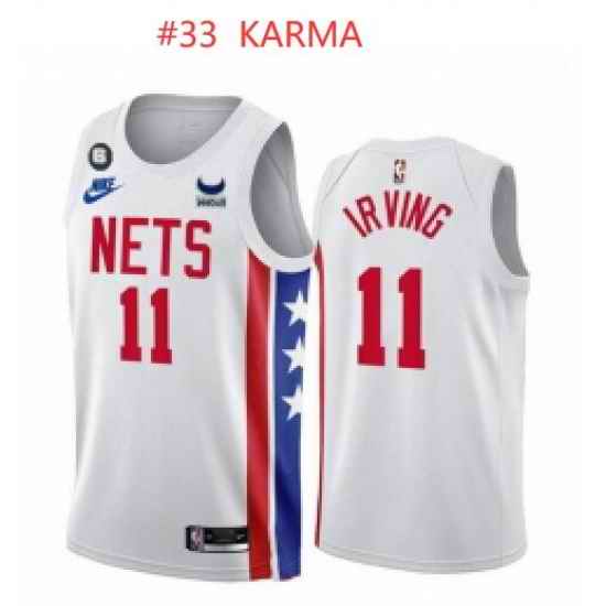 Toddler Brooklyn Nets #33 Karma Customized White Red Jersey